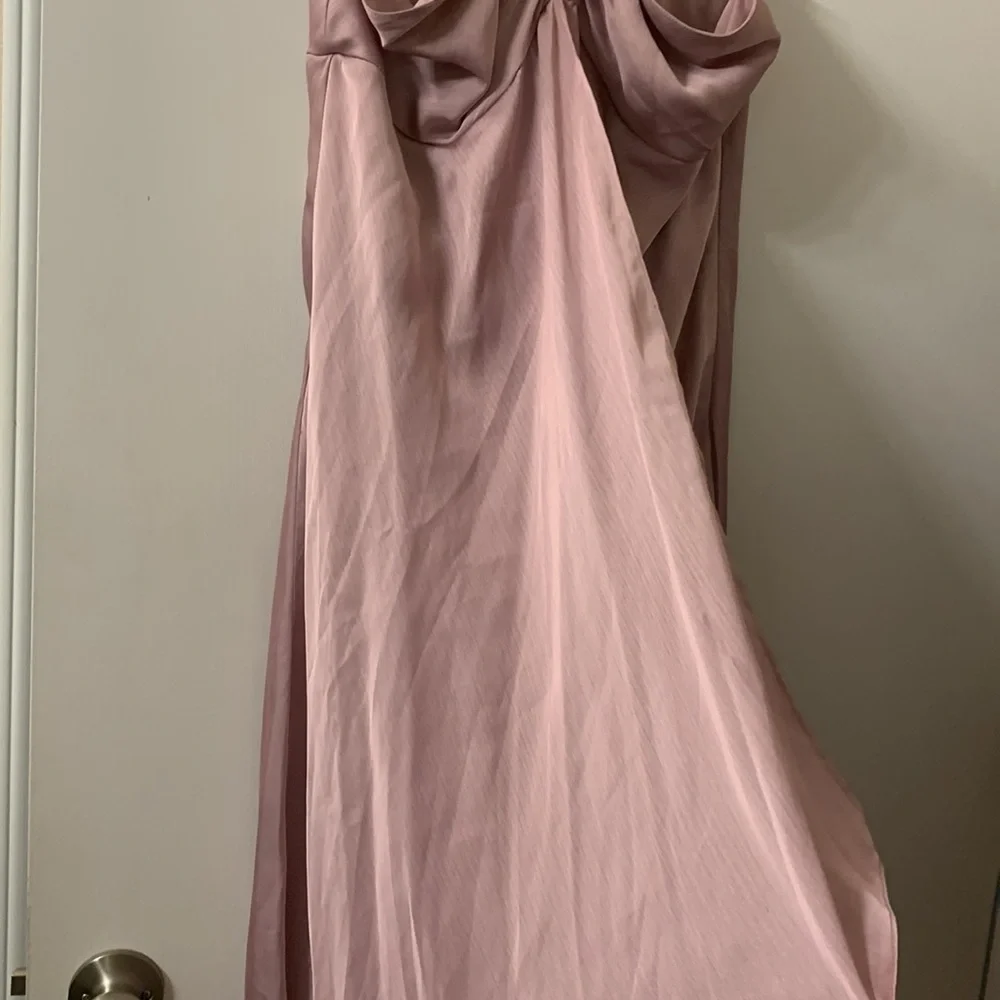 Pale pink/ light purple formal criss cross beaded rhinestone dress - Picture 6 of 11